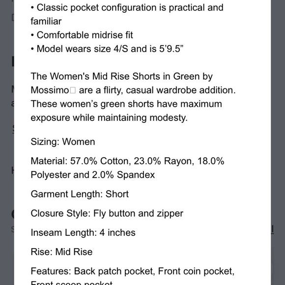 MOSSIMO CUFFED SHORTS army green denim size 2/26R super stretch mid-rise euc - Picture 6 of 6